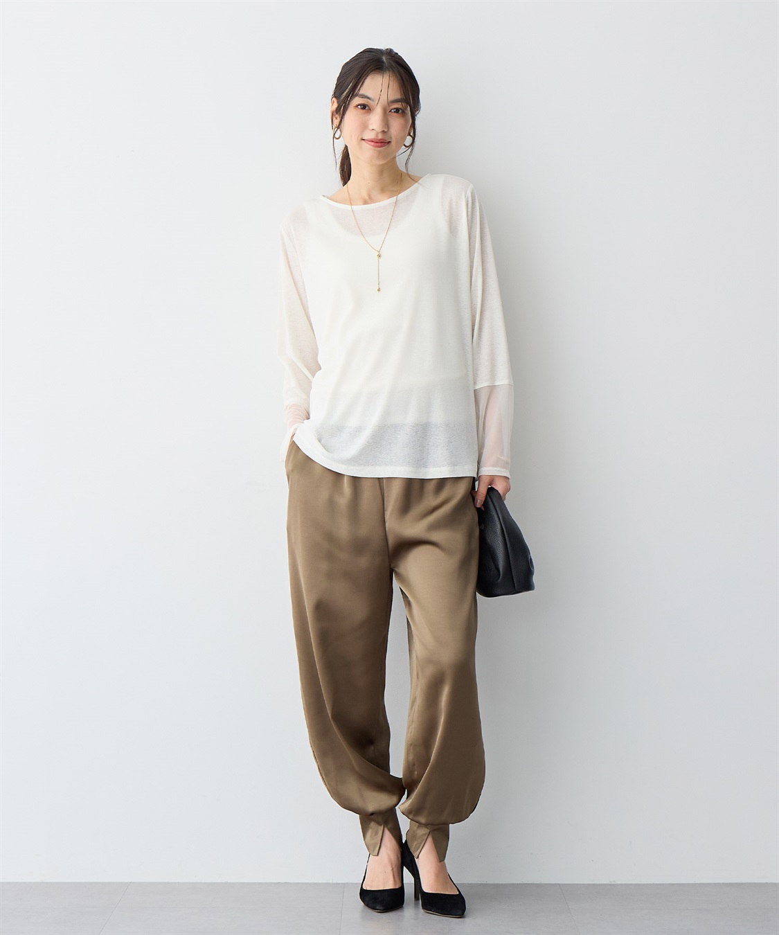 anyfee 【anyfee/プラスサイズ】天竺編み袖チュールカットソー_sub_9