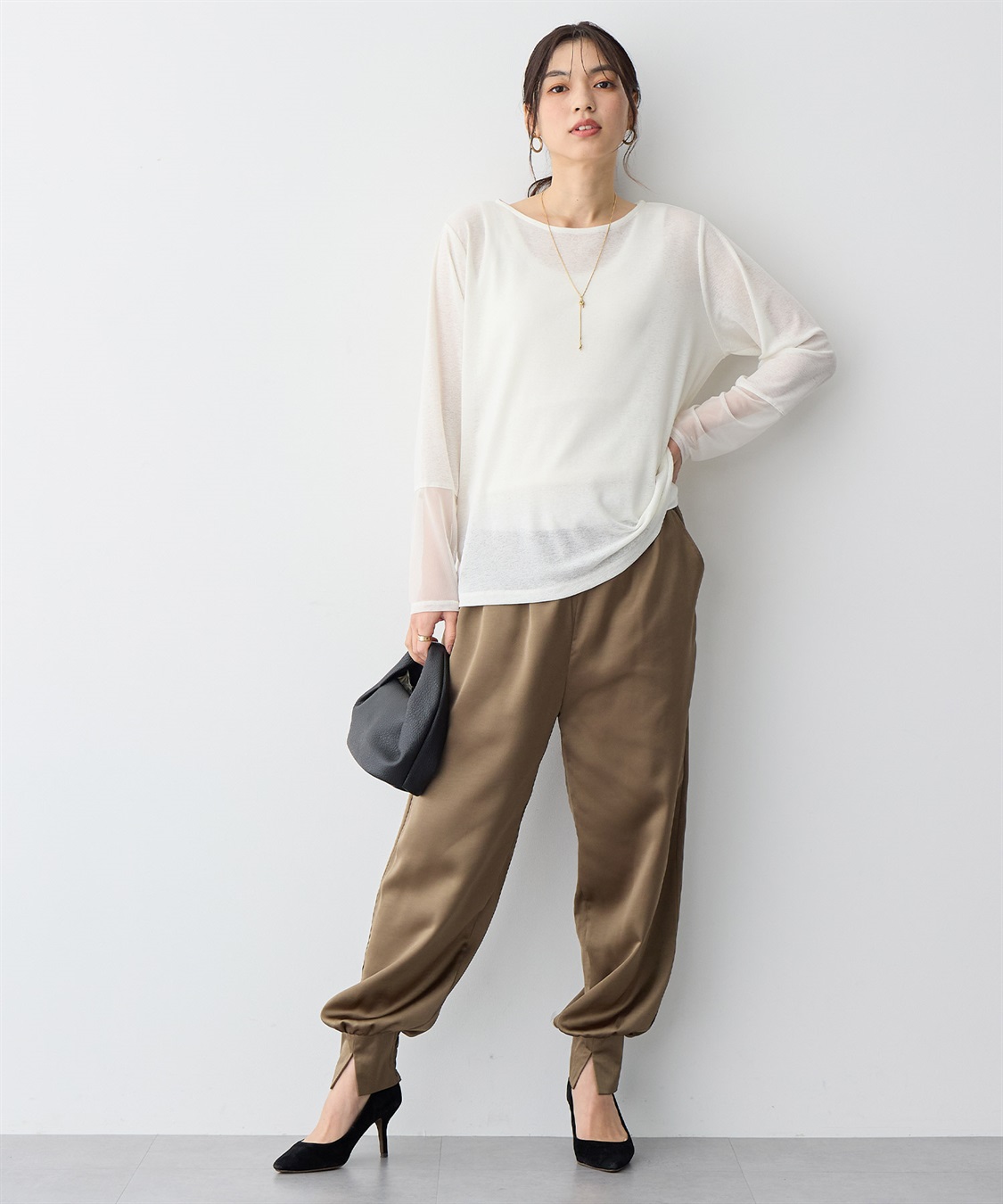 anyfee 【anyfee/プラスサイズ】天竺編み袖チュールカットソー_sub_11