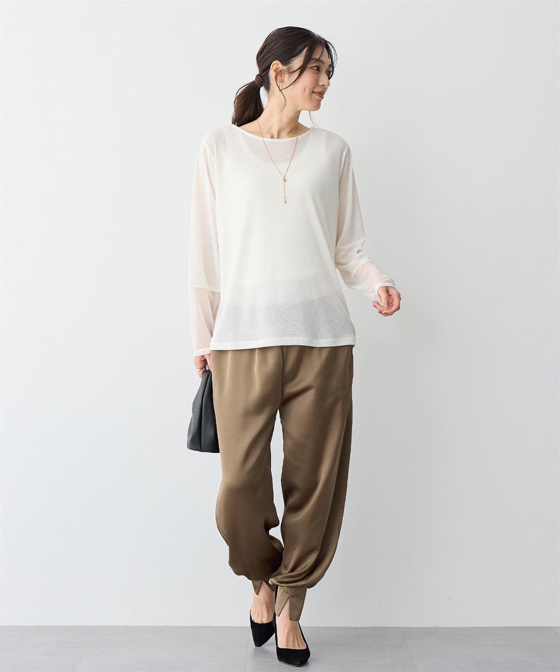 anyfee 【anyfee/プラスサイズ】天竺編み袖チュールカットソー_sub_13