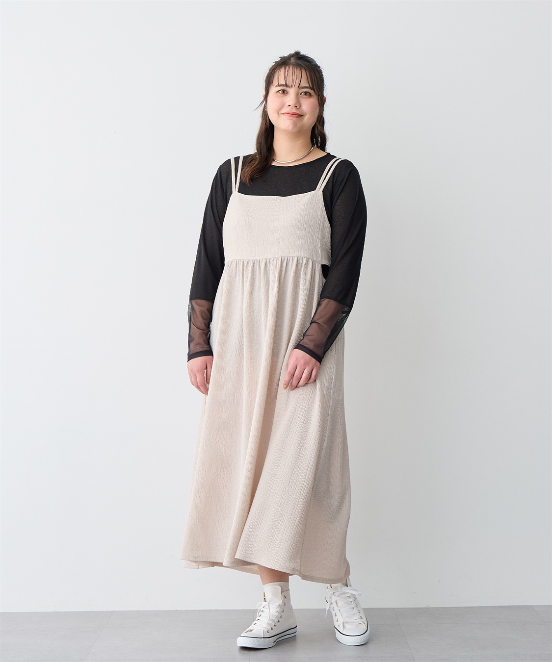 anyfee 【anyfee/プラスサイズ】天竺編み袖チュールカットソー_sub_19