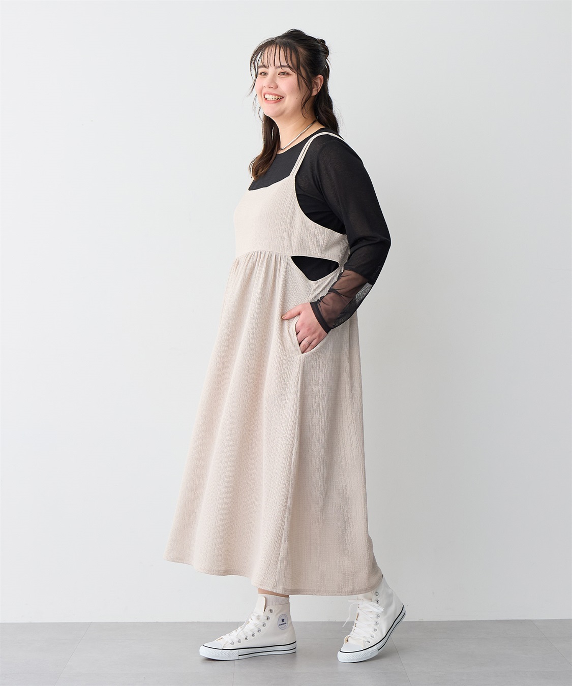 anyfee 【anyfee/プラスサイズ】天竺編み袖チュールカットソー_sub_21