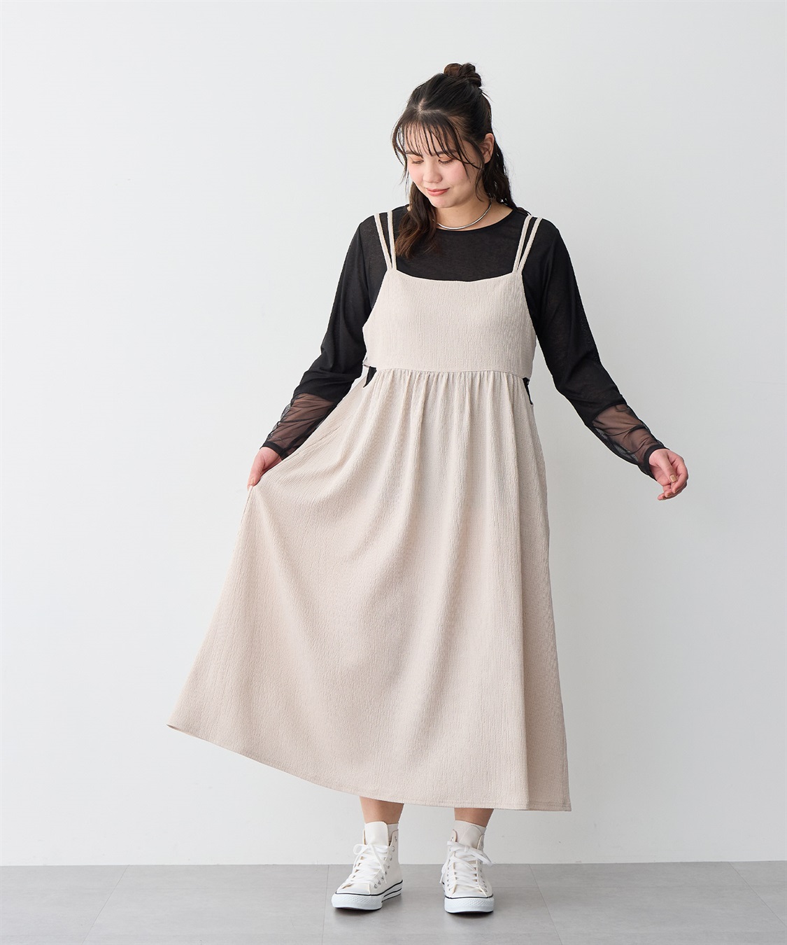 anyfee 【anyfee/プラスサイズ】天竺編み袖チュールカットソー_sub_22