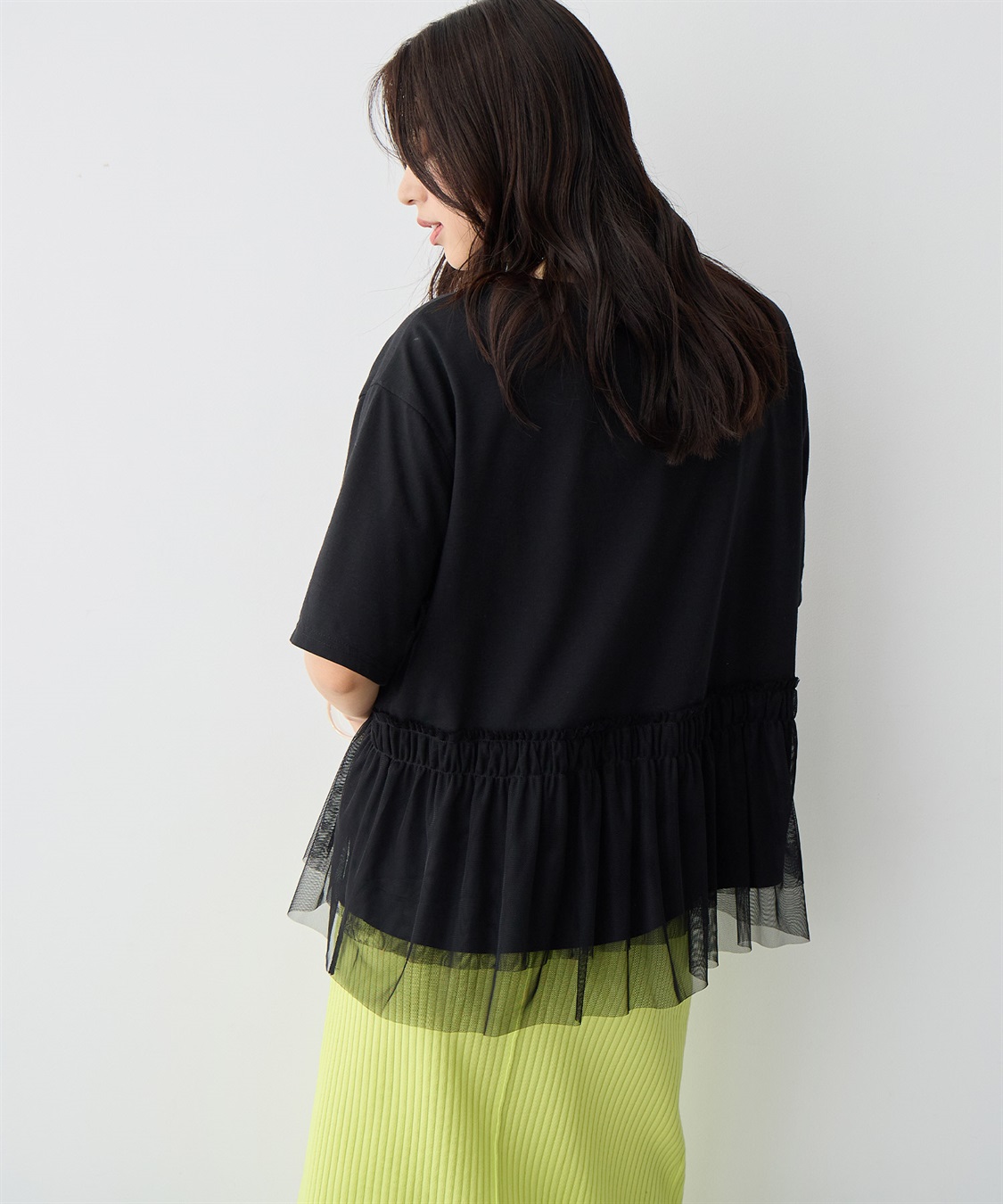 anyfee 【anyfee/プラスサイズ】チュール切替Tシャツ_sub_6