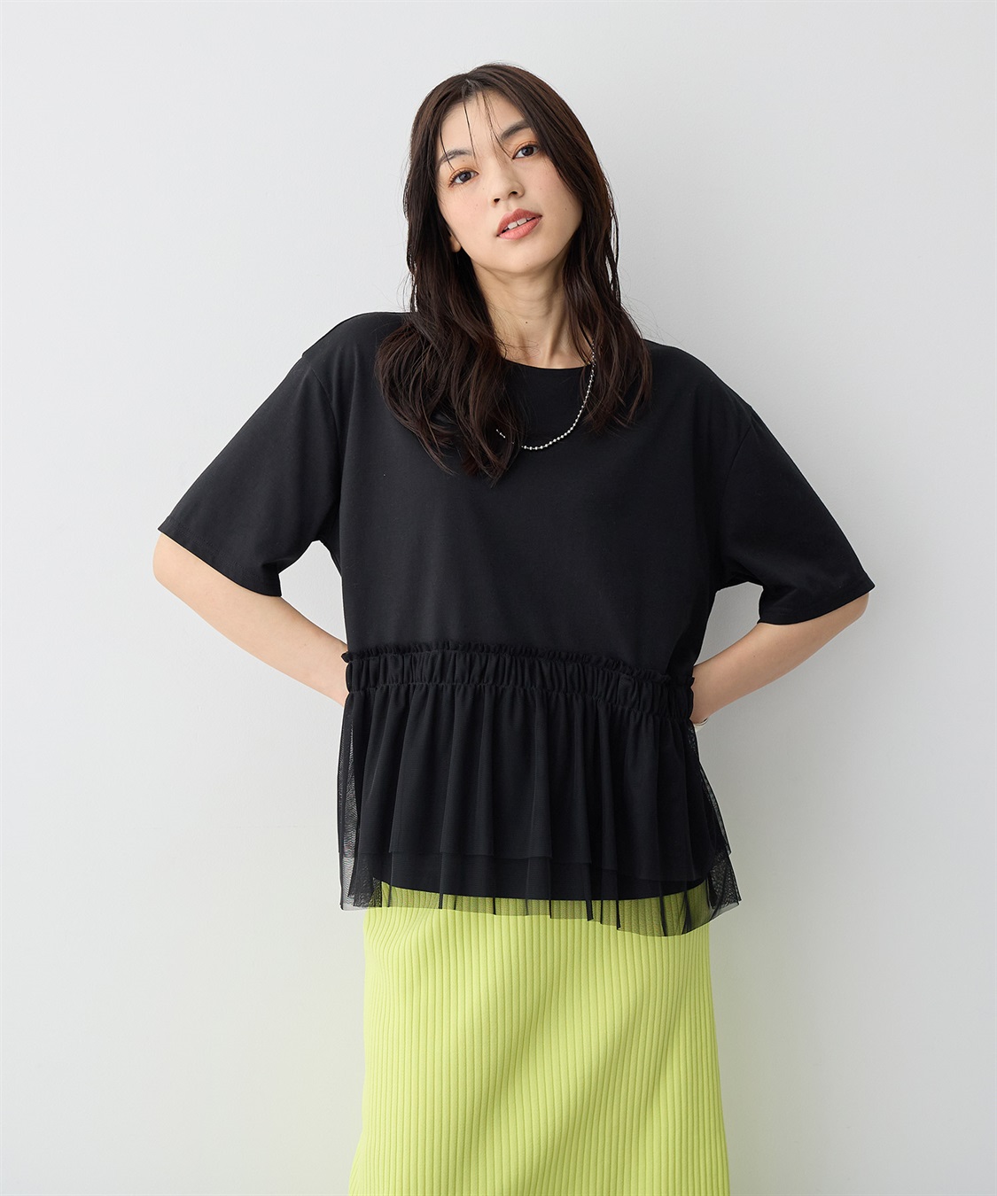 anyfee 【anyfee/プラスサイズ】チュール切替Tシャツ_sub_7