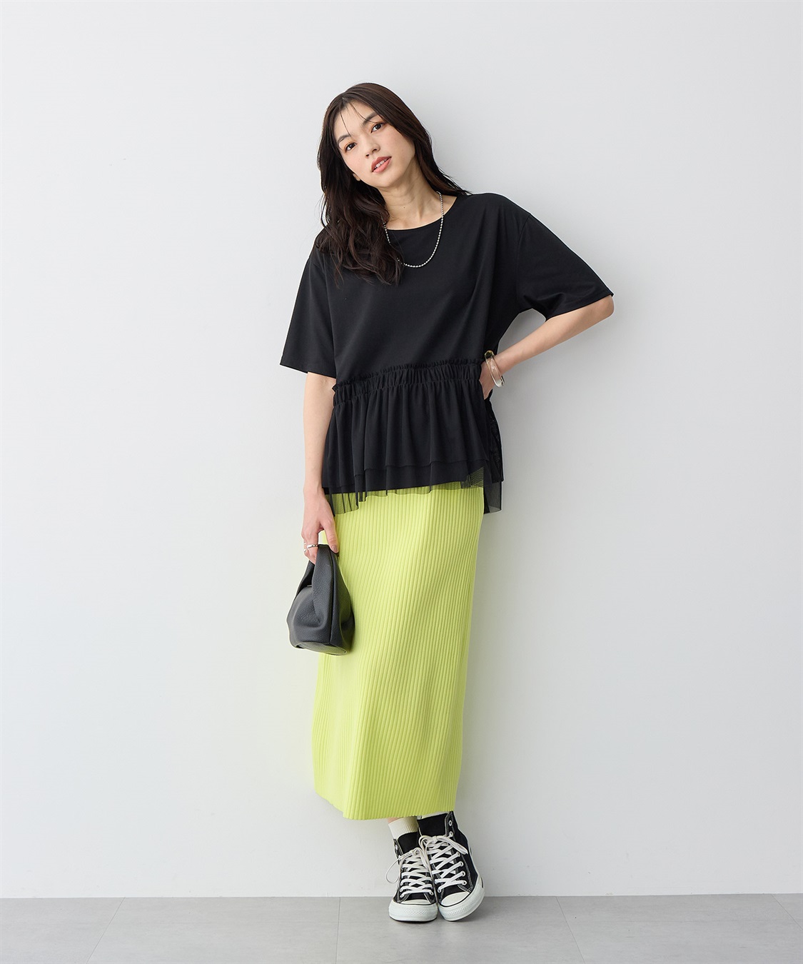 anyfee 【anyfee/プラスサイズ】チュール切替Tシャツ_sub_12