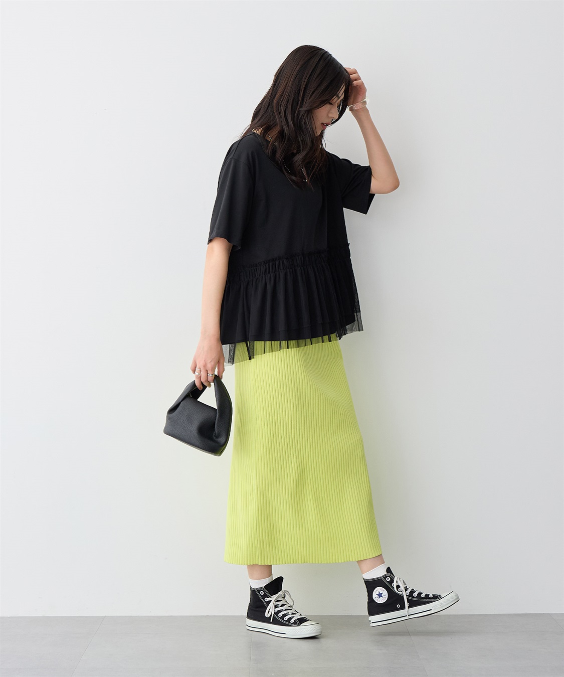 anyfee 【anyfee/プラスサイズ】チュール切替Tシャツ_sub_14