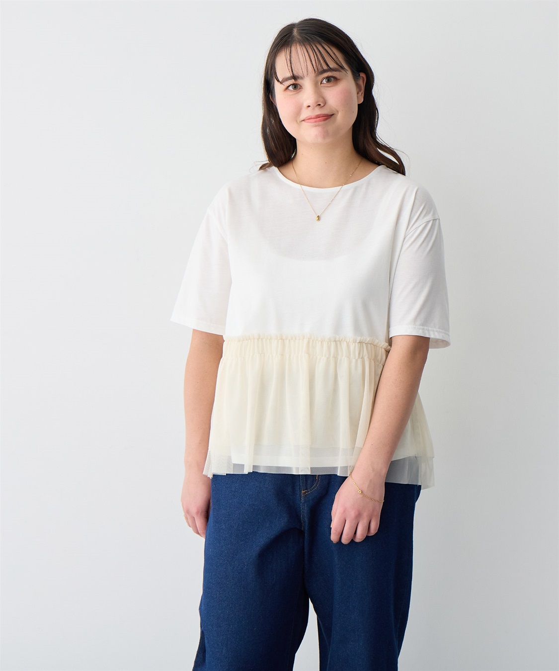 anyfee 【anyfee/プラスサイズ】チュール切替Tシャツ_sub_16