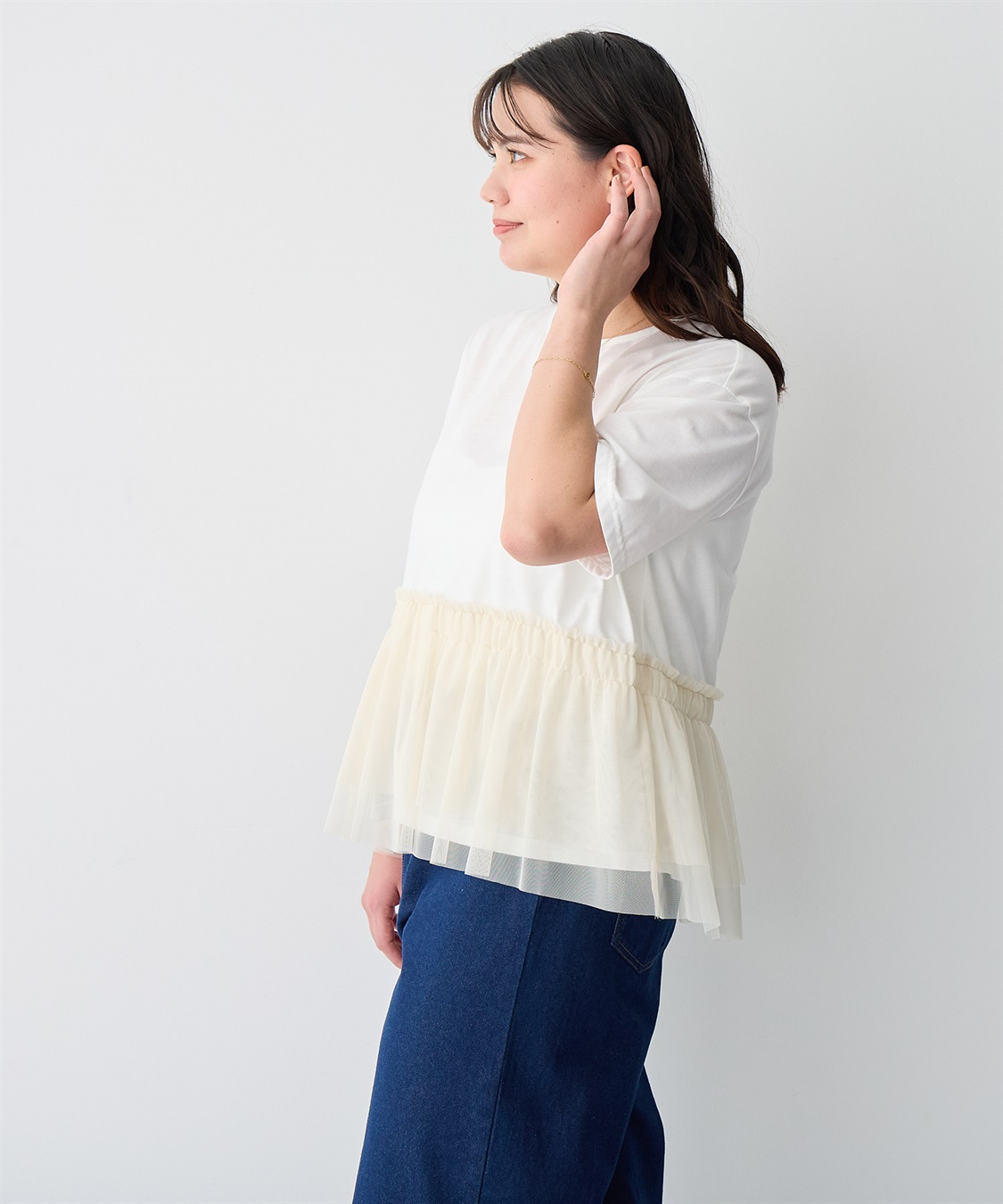 anyfee 【anyfee/プラスサイズ】チュール切替Tシャツ_sub_18