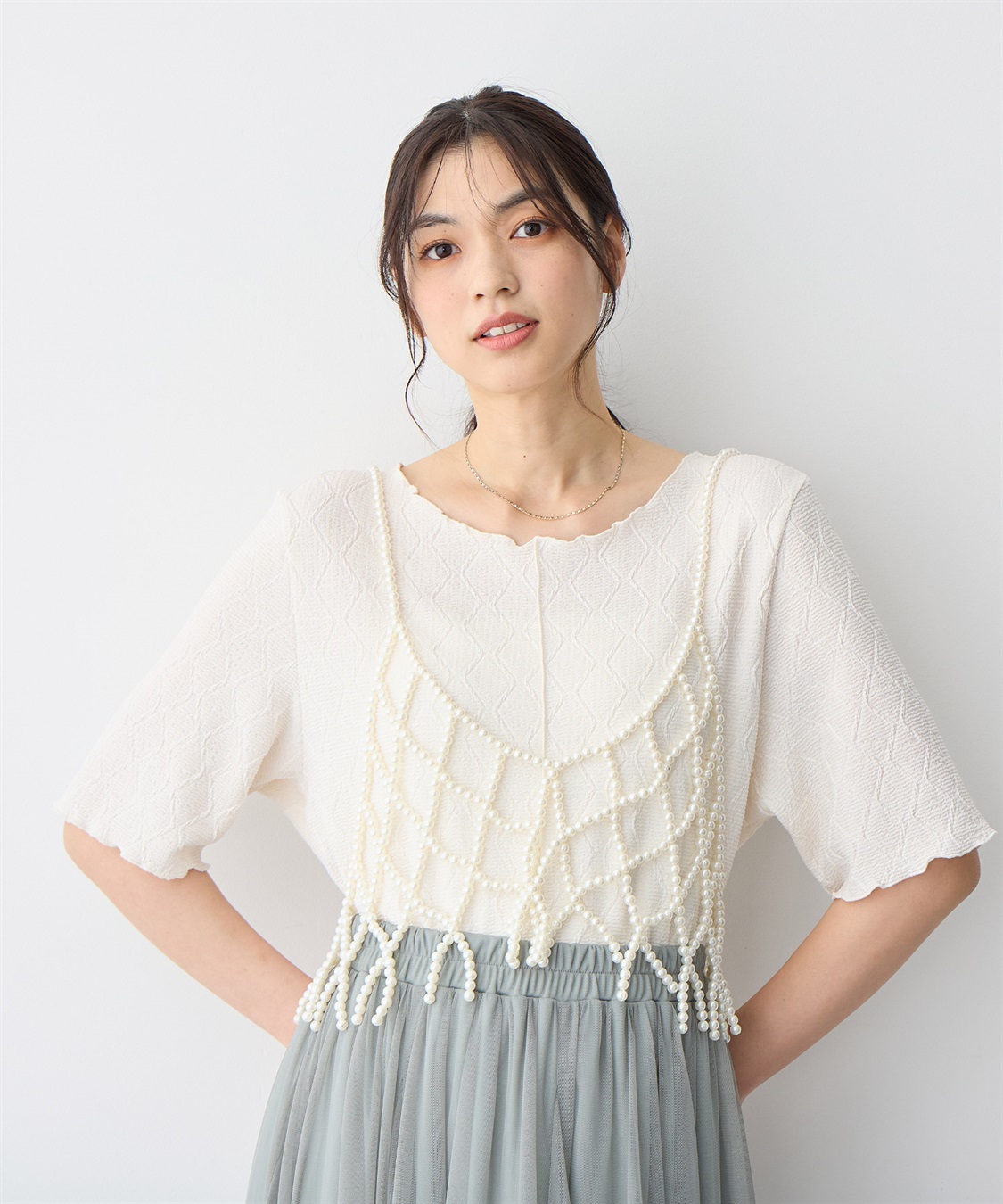 anyfee 【anyfee/プラスサイズ】前後2WayジャガードメローTシャツ_sub_6