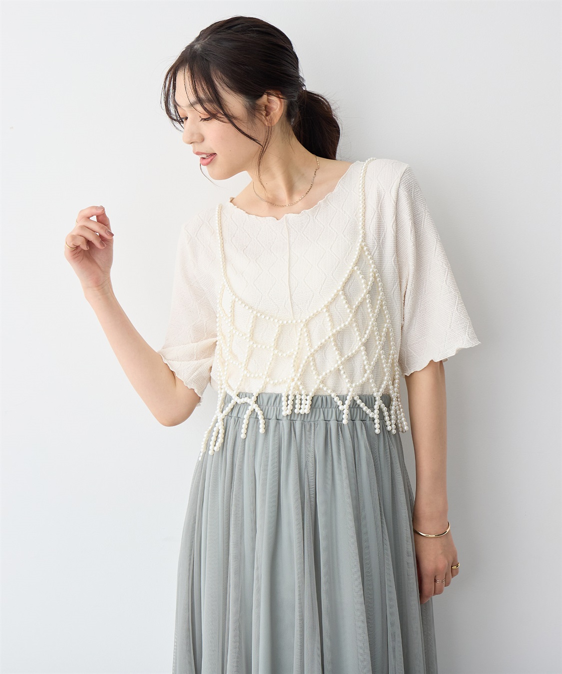 anyfee 【anyfee/プラスサイズ】前後2WayジャガードメローTシャツ_sub_7