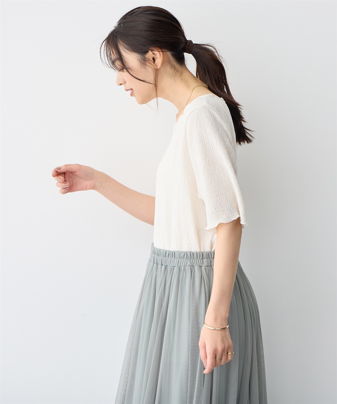 anyfee 【anyfee/プラスサイズ】前後2WayジャガードメローTシャツ_sub_8