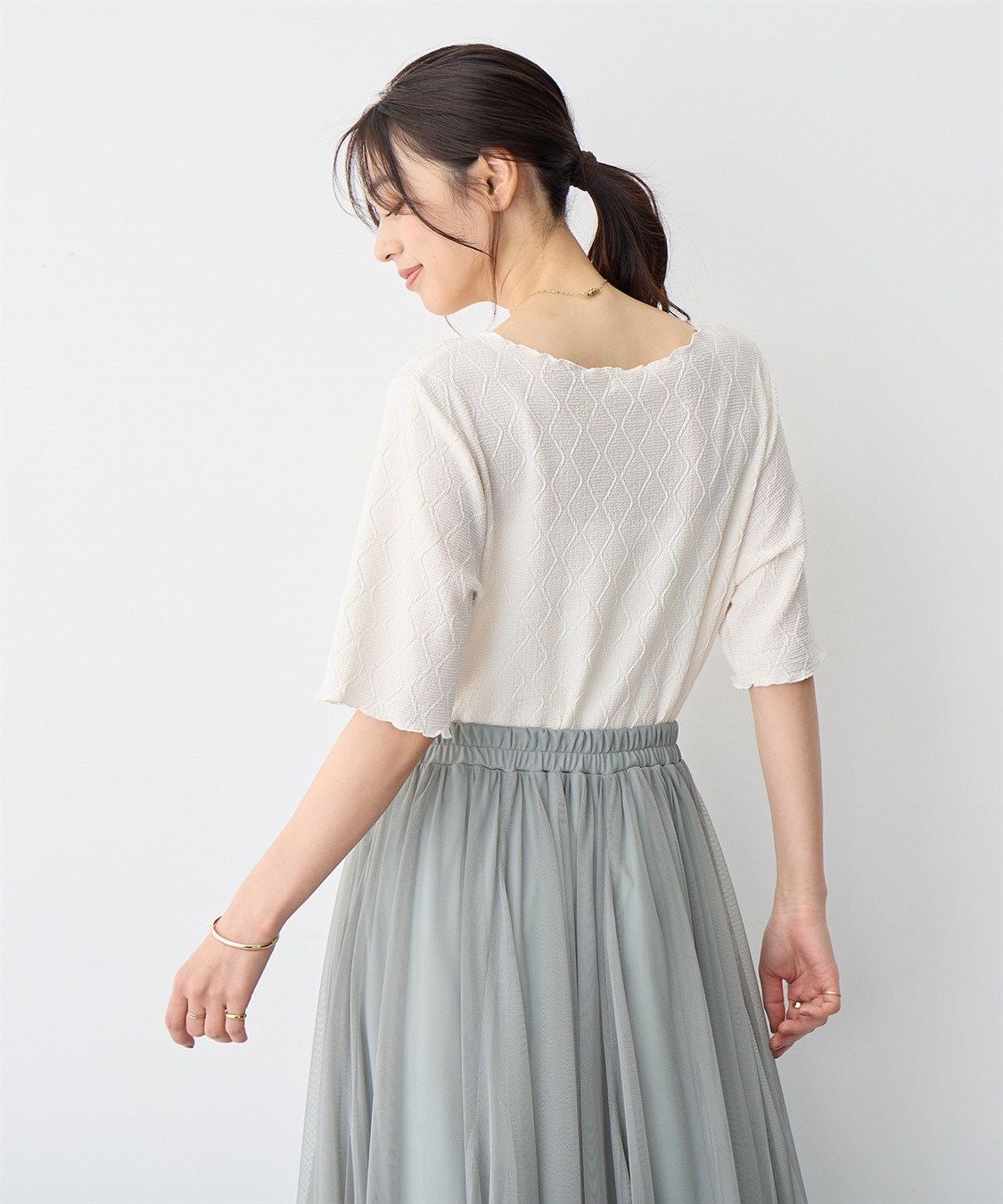 anyfee 【anyfee/プラスサイズ】前後2WayジャガードメローTシャツ_sub_9