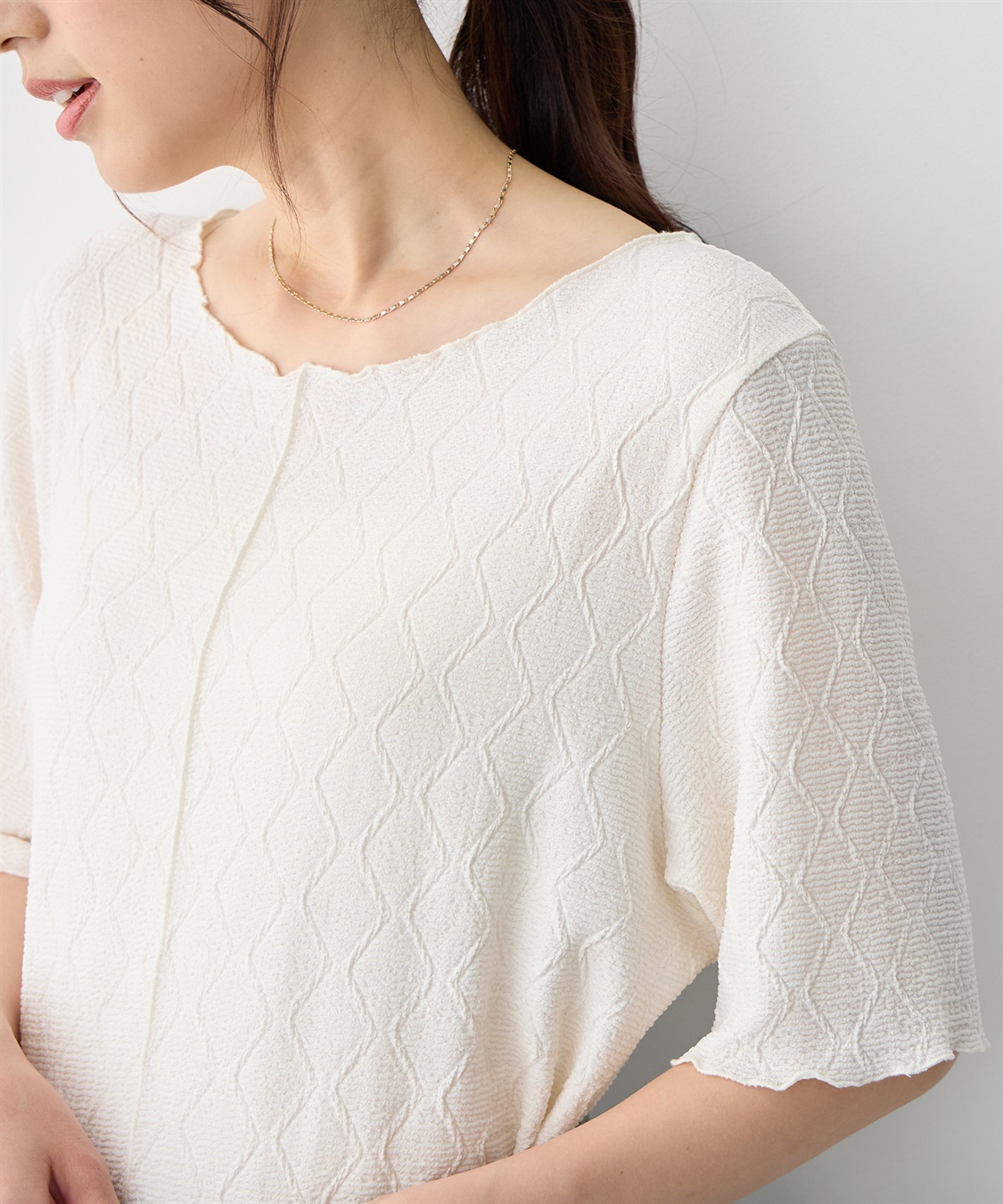 anyfee 【anyfee/プラスサイズ】前後2WayジャガードメローTシャツ_sub_10