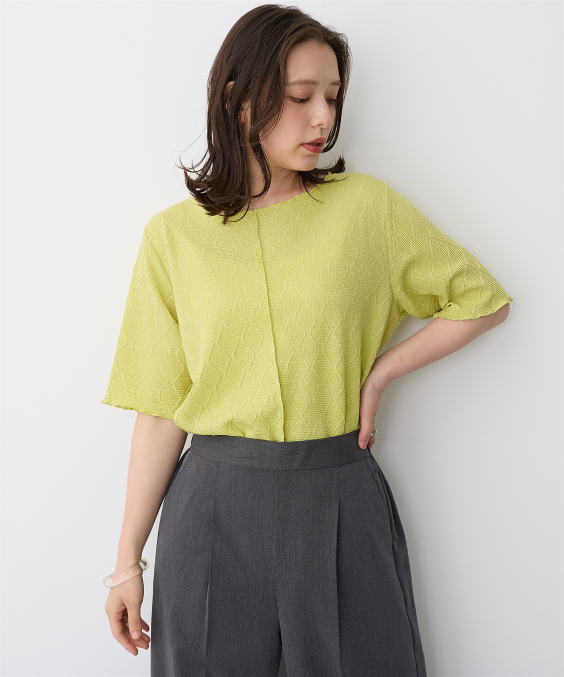 anyfee 【anyfee/プラスサイズ】前後2WayジャガードメローTシャツ_sub_14