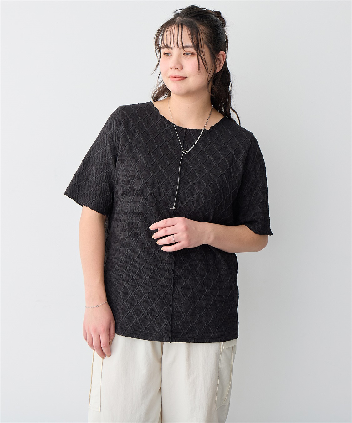 anyfee 【anyfee/プラスサイズ】前後2WayジャガードメローTシャツ_sub_19