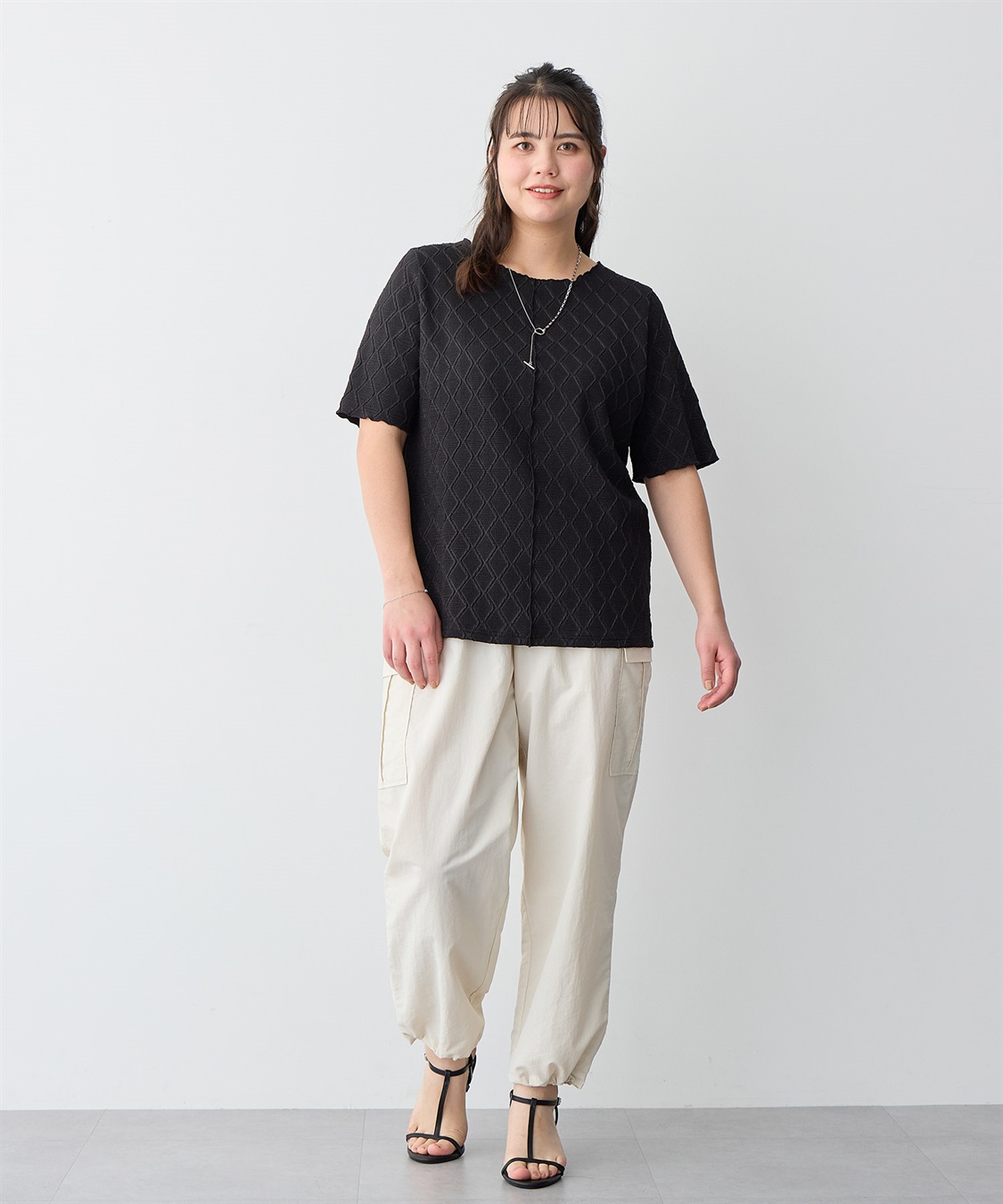 anyfee 【anyfee/プラスサイズ】前後2WayジャガードメローTシャツ_sub_21