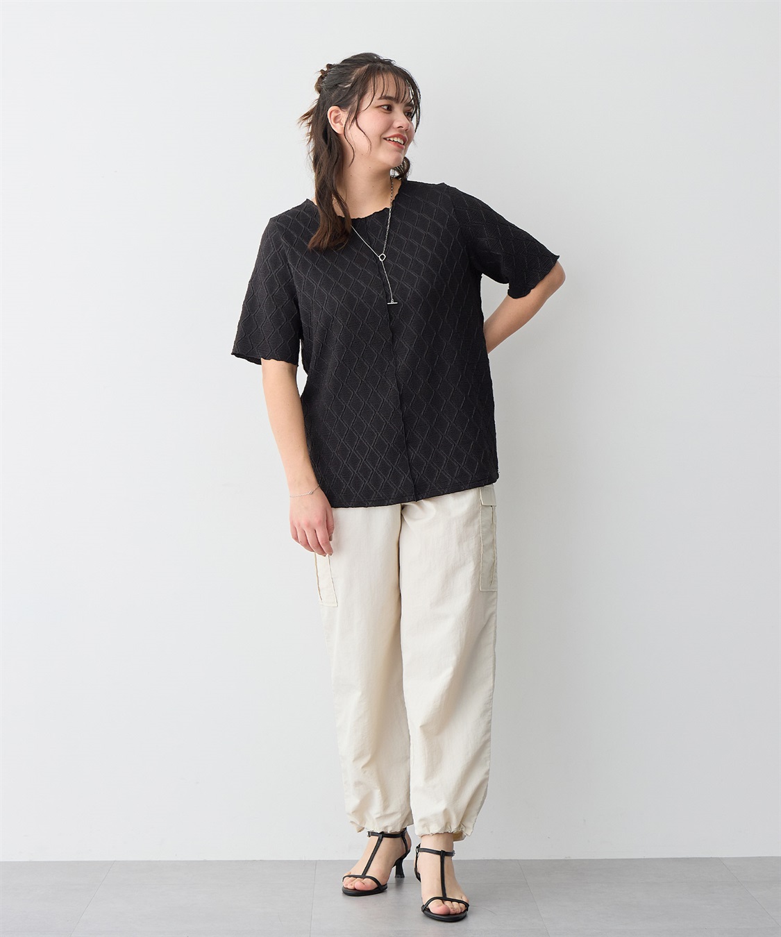 anyfee 【anyfee/プラスサイズ】前後2WayジャガードメローTシャツ_sub_22