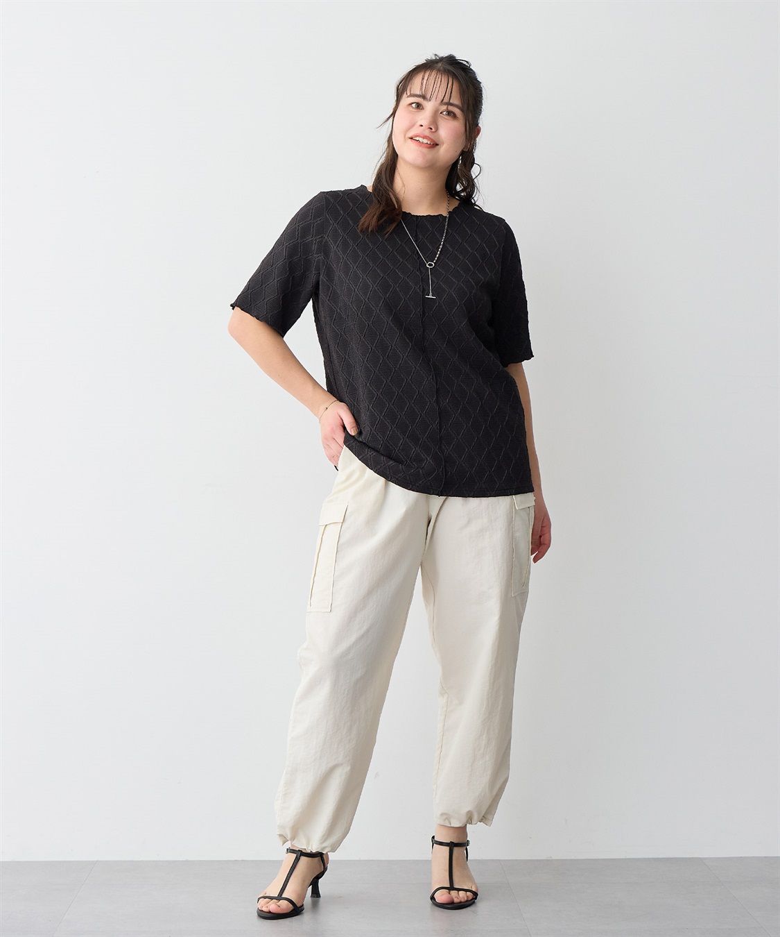 anyfee 【anyfee/プラスサイズ】前後2WayジャガードメローTシャツ_sub_23