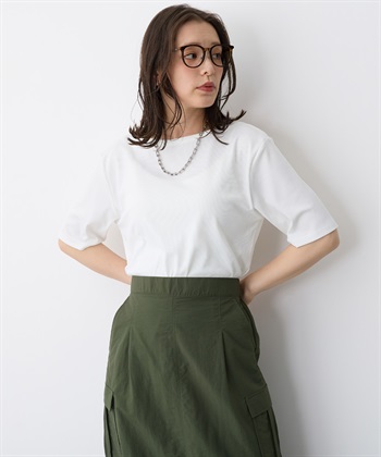 Life Style by cross marche 【anyfee/プラスサイズ】前後２WAYリブニットバレエネックTシャツ_subthumb_2