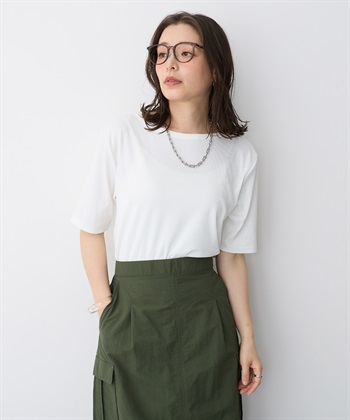 Life Style by cross marche 【anyfee/プラスサイズ】前後２WAYリブニットバレエネックTシャツ_subthumb_4