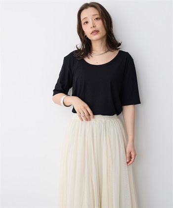 Life Style by cross marche 【anyfee/プラスサイズ】前後２WAYリブニットバレエネックTシャツ_subthumb_9