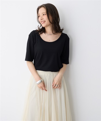 Life Style by cross marche 【anyfee/プラスサイズ】前後２WAYリブニットバレエネックTシャツ_subthumb_10