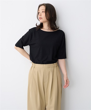 Life Style by cross marche 【anyfee/プラスサイズ】前後２WAYリブニットバレエネックTシャツ_subthumb_16