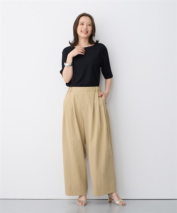 Life Style by cross marche 【anyfee/プラスサイズ】前後２WAYリブニットバレエネックTシャツ_subthumb_23