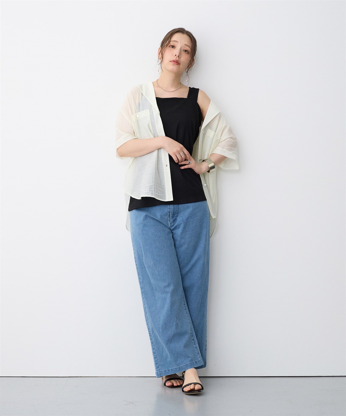 anyfee 【anyfee/プラスサイズ】リブスクエアネックタンクトップ_sub_10