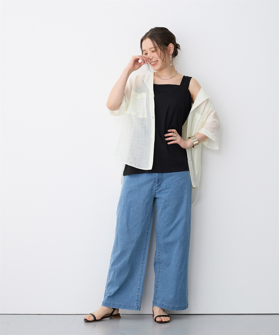 anyfee 【anyfee/プラスサイズ】リブスクエアネックタンクトップ_sub_11