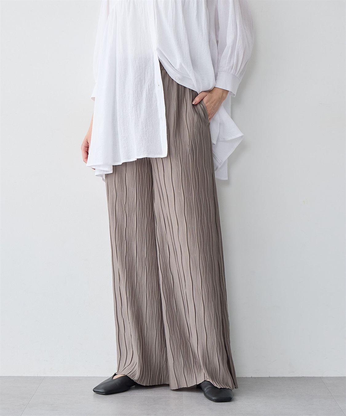 anyfee 【anyfee/大きいサイズ】セルフカットプリーツパンツ_sub_1