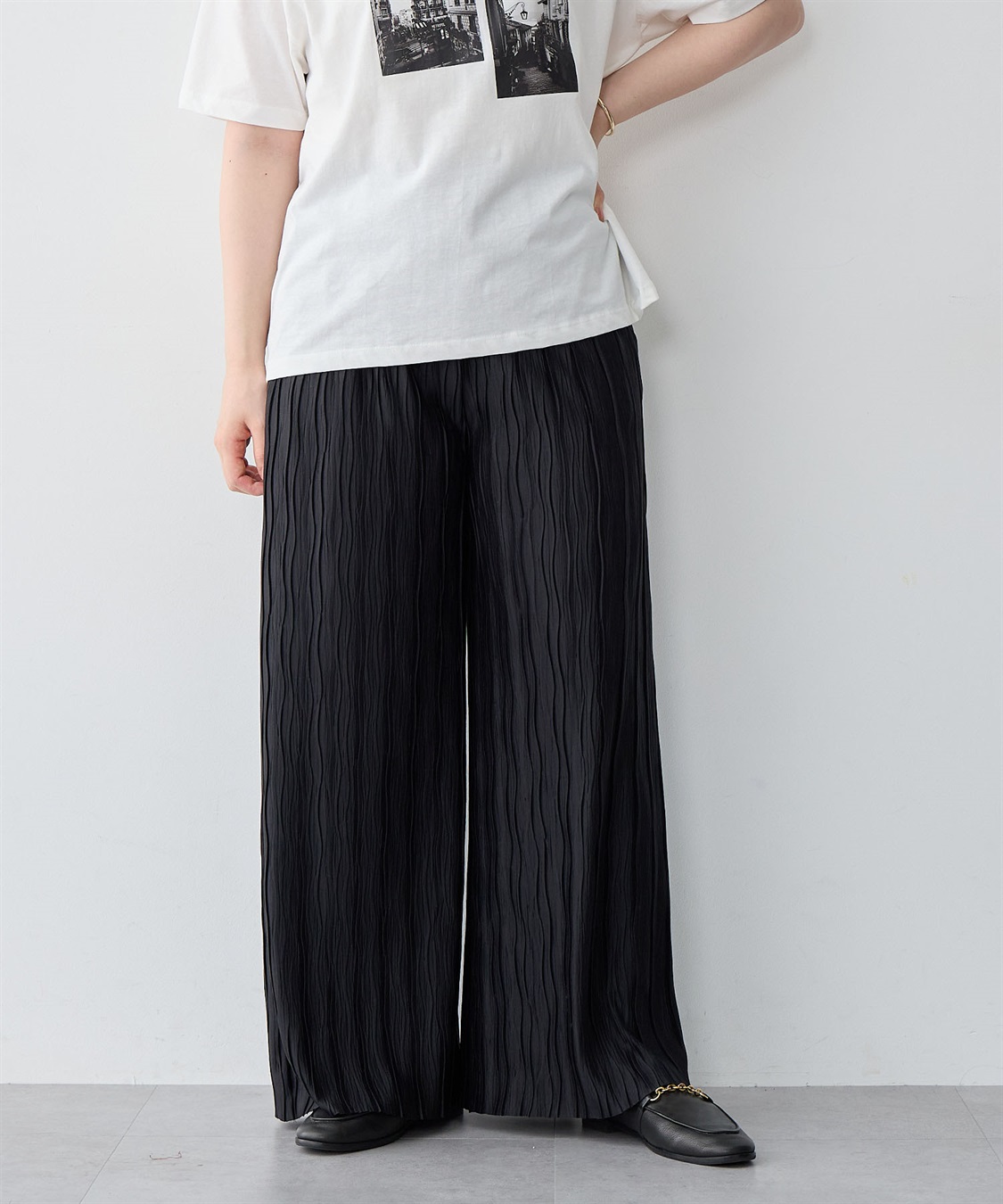 anyfee 【anyfee/大きいサイズ】セルフカットプリーツパンツ_sub_2