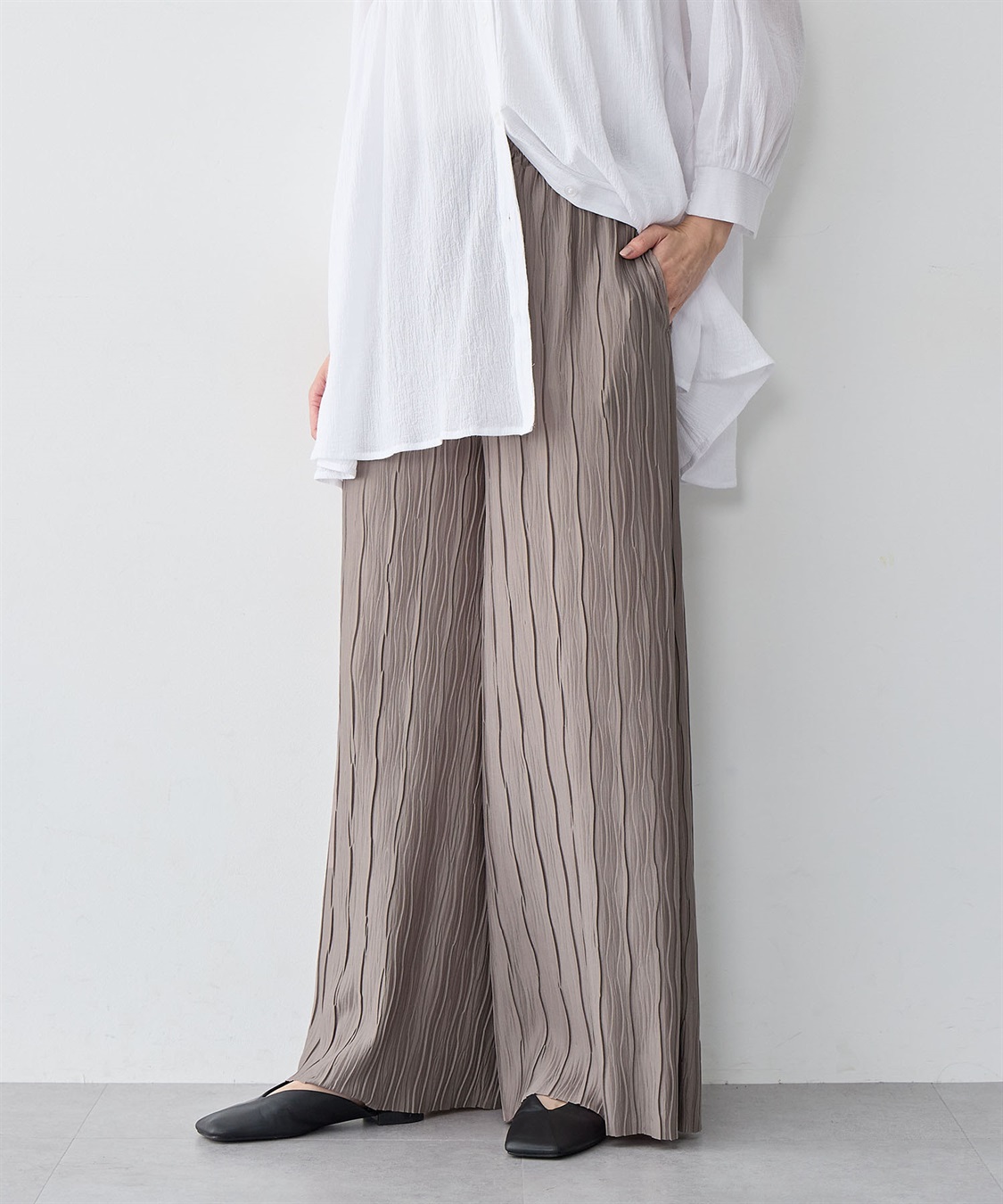 anyfee 【anyfee/大きいサイズ】セルフカットプリーツパンツ_sub_3