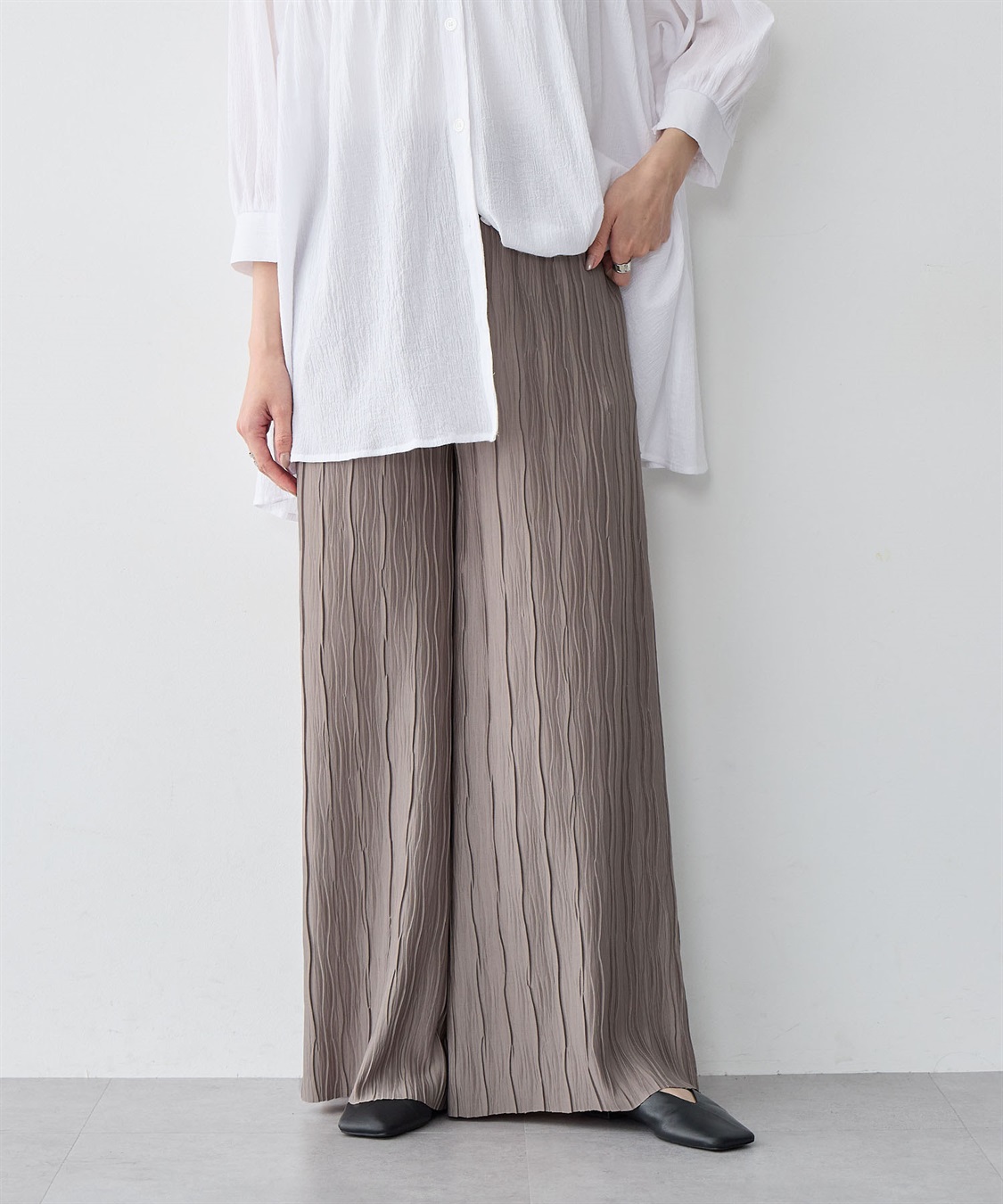 anyfee 【anyfee/大きいサイズ】セルフカットプリーツパンツ_sub_4