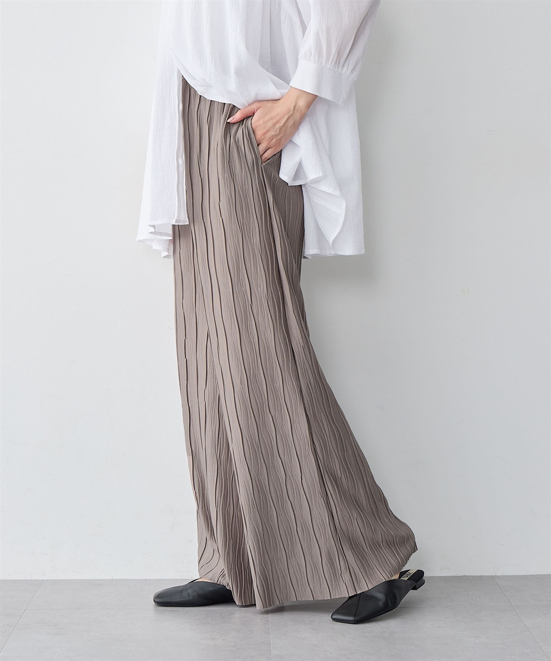 anyfee 【anyfee/大きいサイズ】セルフカットプリーツパンツ_sub_5