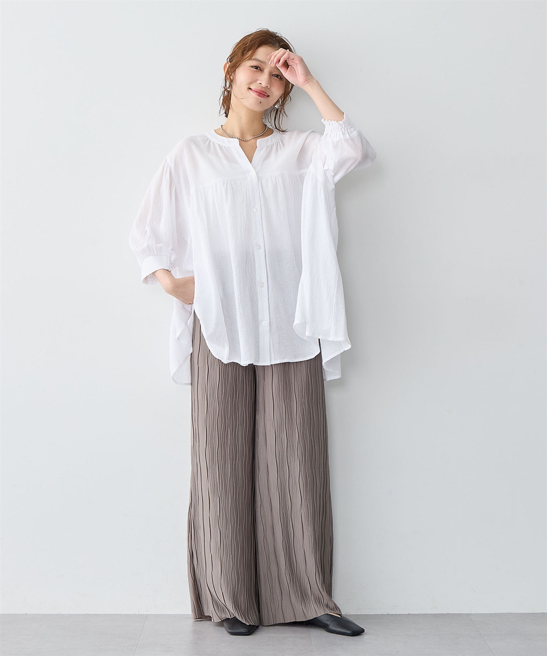 anyfee 【anyfee/大きいサイズ】セルフカットプリーツパンツ_sub_7