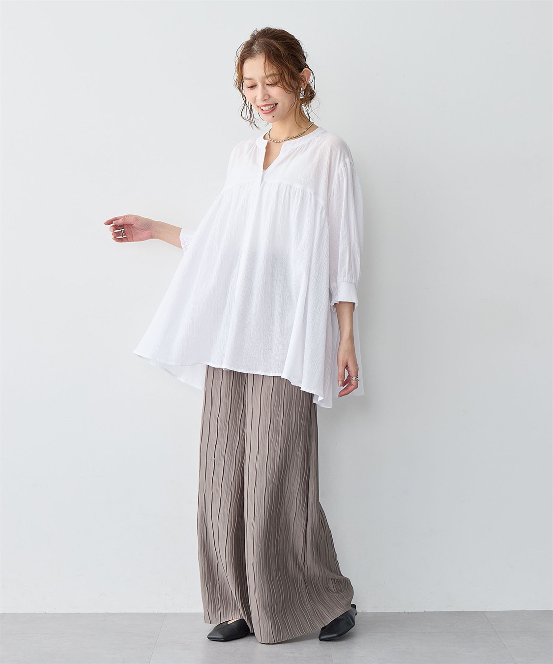 anyfee 【anyfee/大きいサイズ】セルフカットプリーツパンツ_sub_8