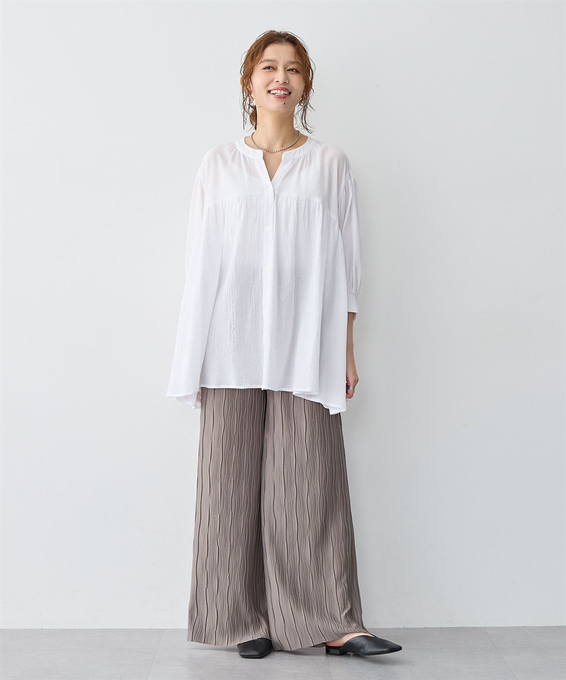 anyfee 【anyfee/大きいサイズ】セルフカットプリーツパンツ_sub_9