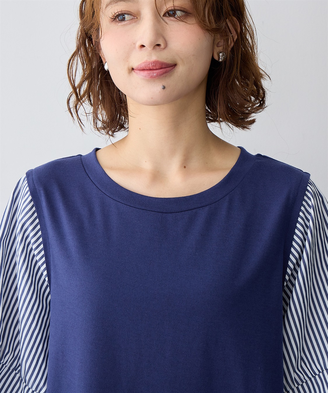 anyfee 【anyfee/大きいサイズ】異素材ドッキングペプラムプルオーバー_sub_11