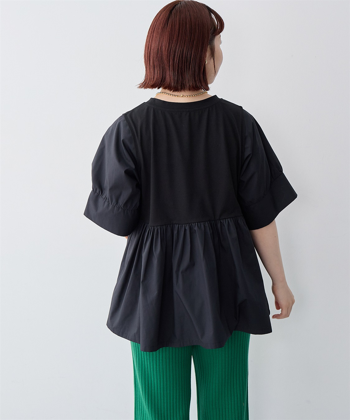 anyfee 【anyfee/大きいサイズ】異素材ドッキングペプラムプルオーバー_sub_19