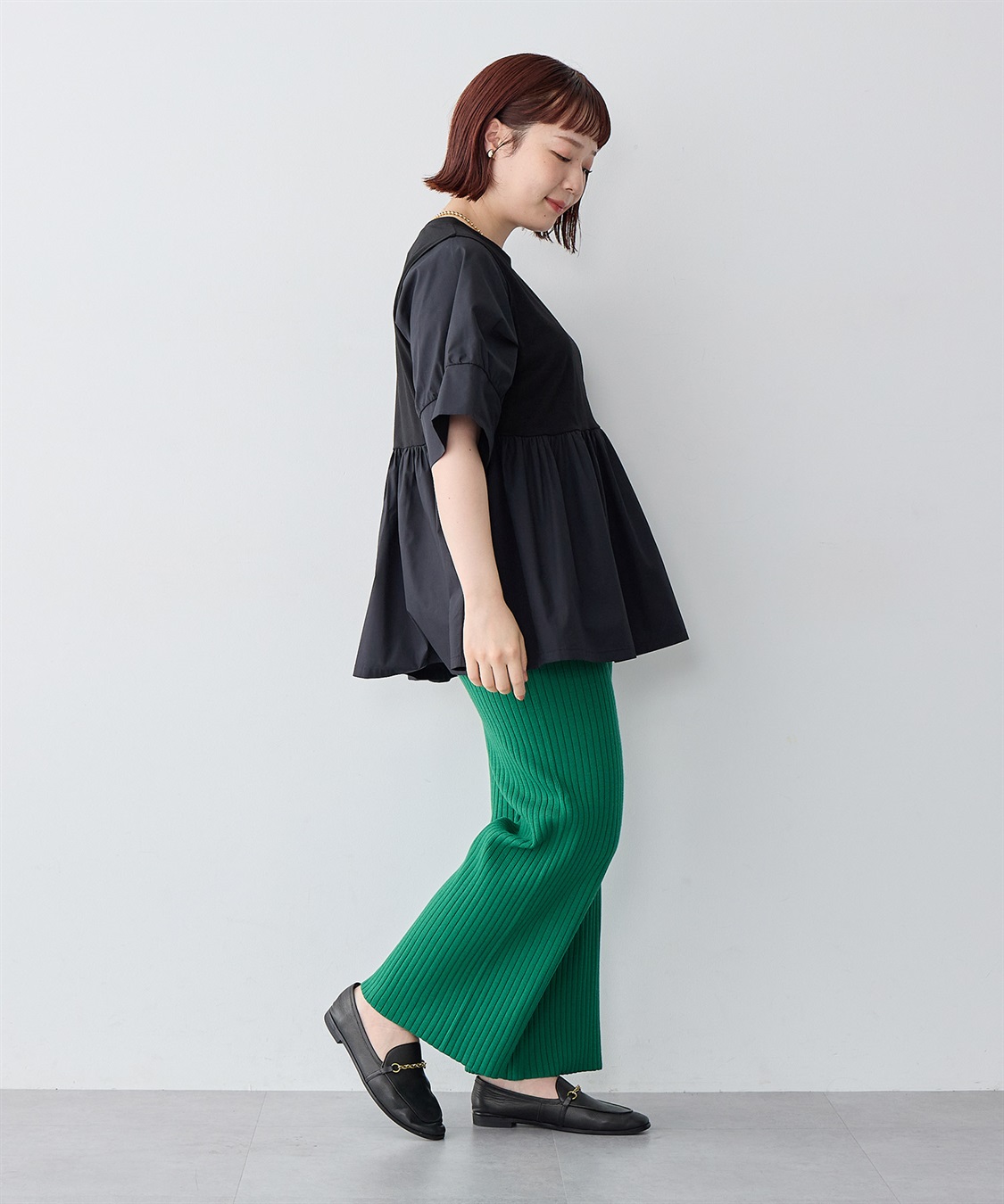 anyfee 【anyfee/大きいサイズ】異素材ドッキングペプラムプルオーバー_sub_22