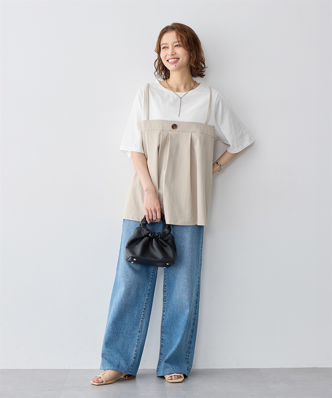 anyfee 【anyfee/大きいサイズ】ビスチェドッキングペプラムカットソー_sub_1