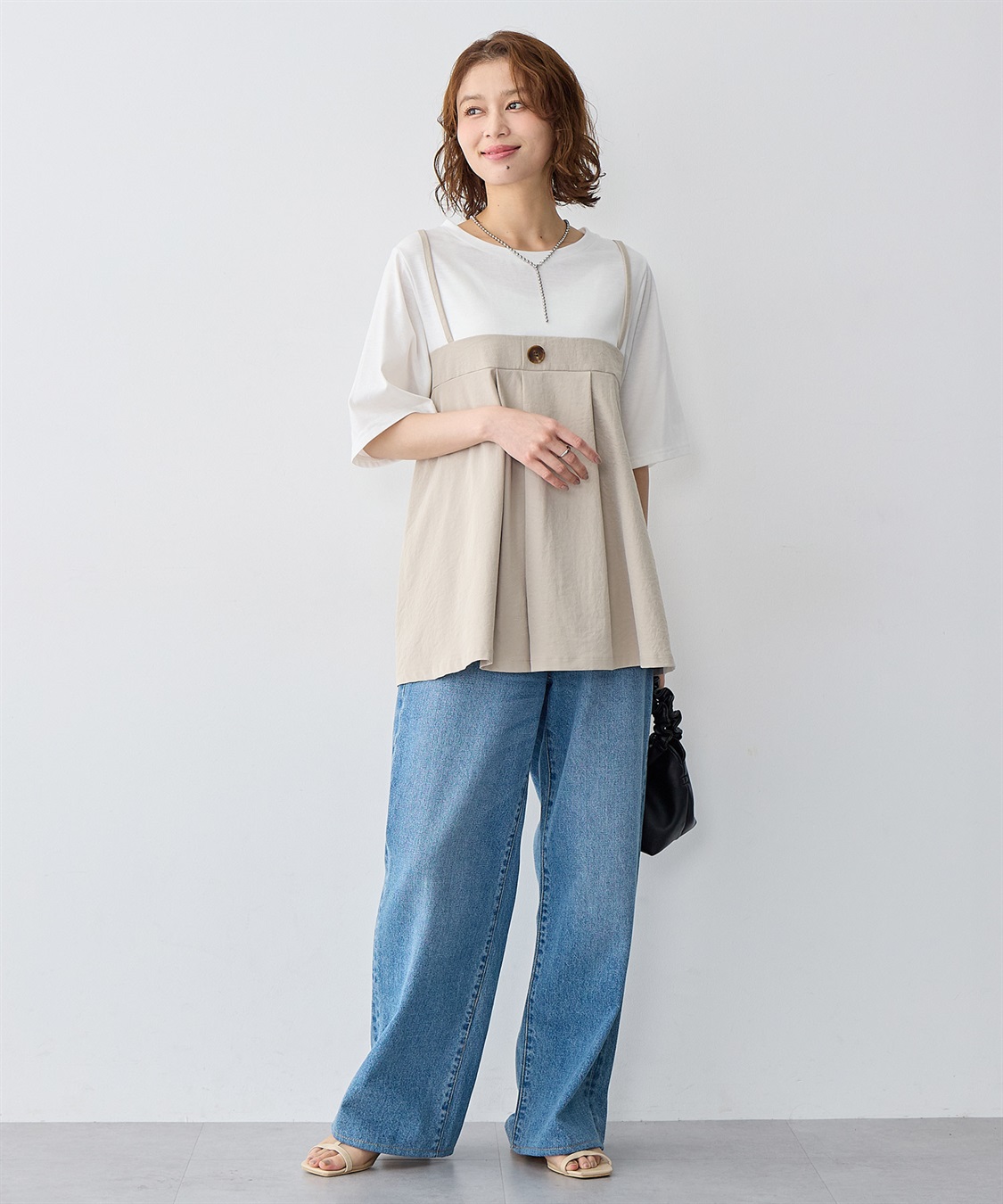 anyfee 【anyfee/大きいサイズ】ビスチェドッキングペプラムカットソー_sub_2