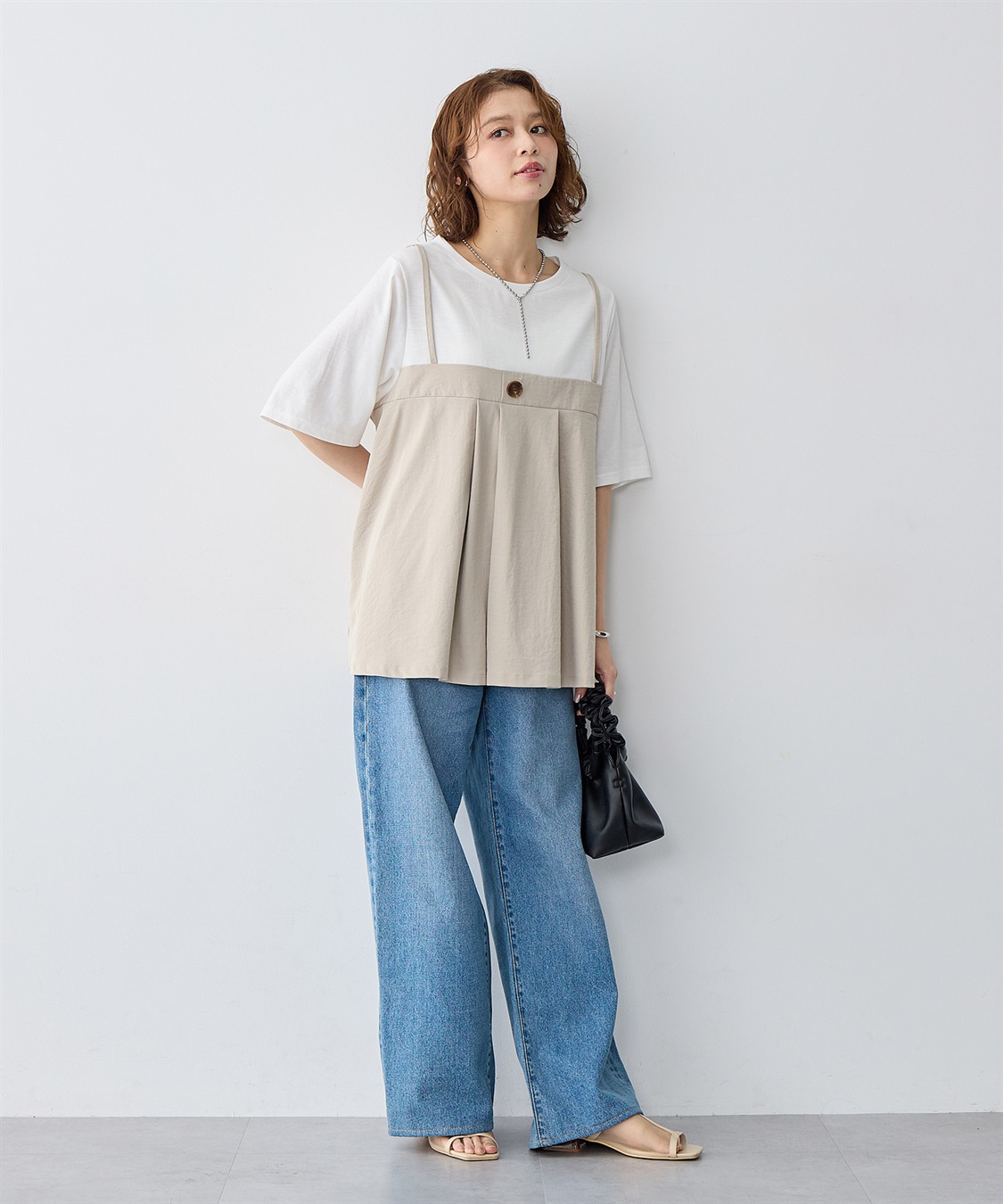 anyfee 【anyfee/大きいサイズ】ビスチェドッキングペプラムカットソー_sub_3