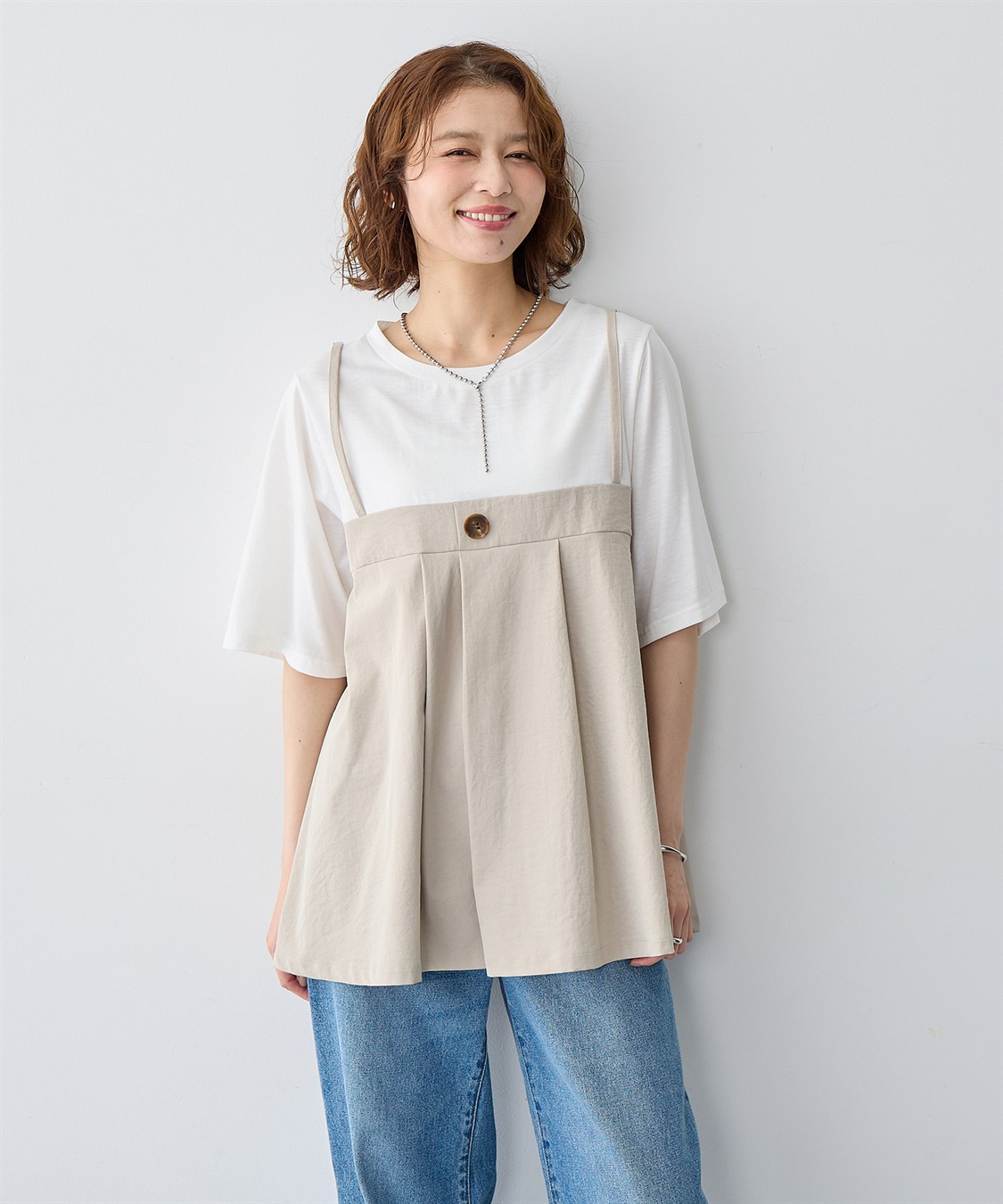 anyfee 【anyfee/大きいサイズ】ビスチェドッキングペプラムカットソー_sub_5