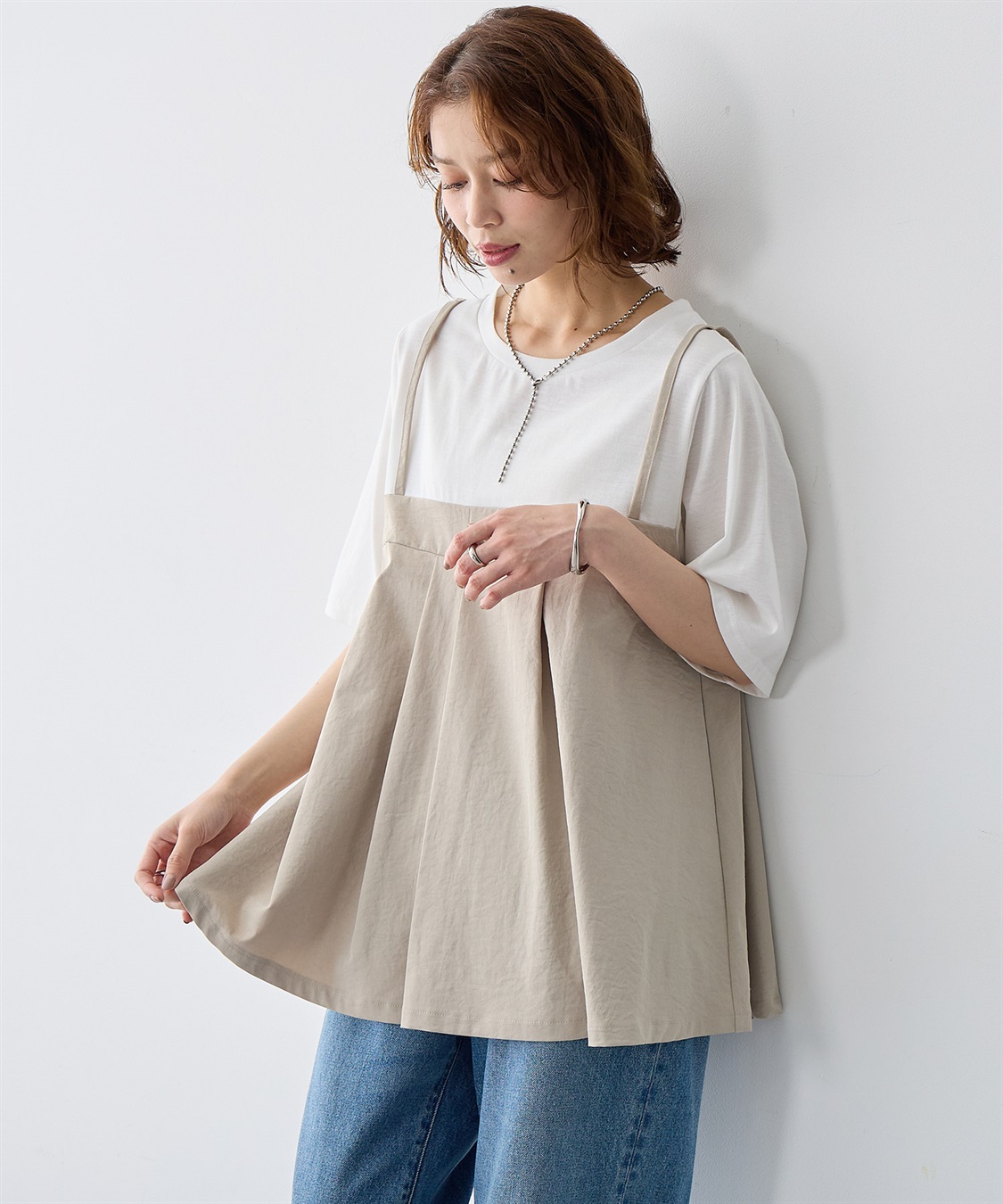 anyfee 【anyfee/大きいサイズ】ビスチェドッキングペプラムカットソー_sub_6