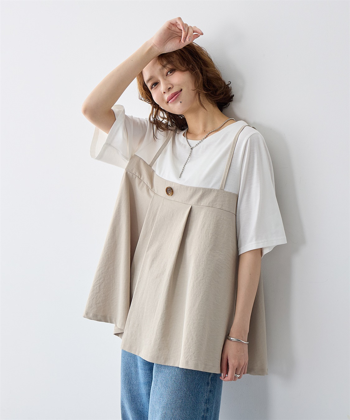 anyfee 【anyfee/大きいサイズ】ビスチェドッキングペプラムカットソー_sub_7