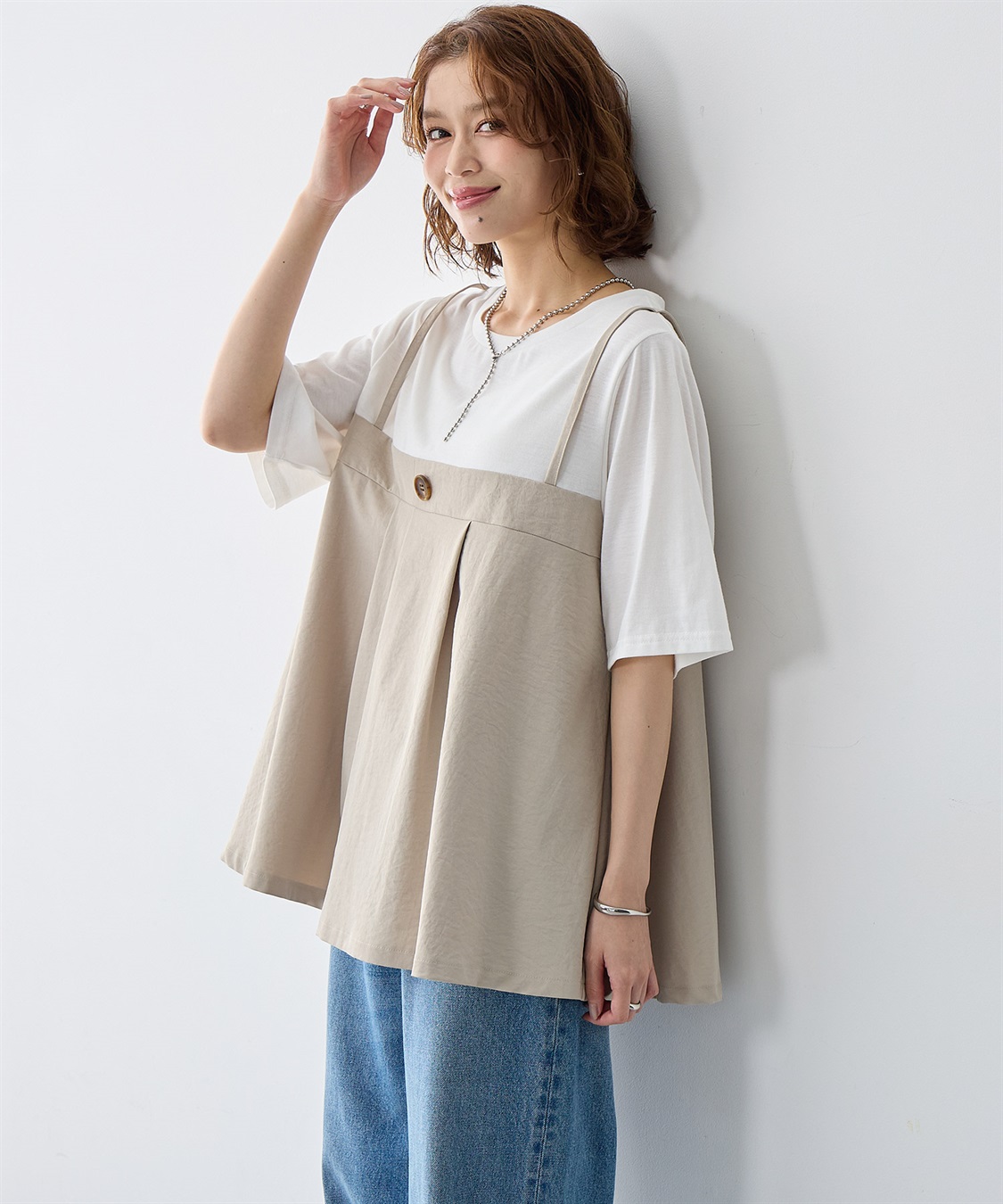 anyfee 【anyfee/大きいサイズ】ビスチェドッキングペプラムカットソー_sub_8