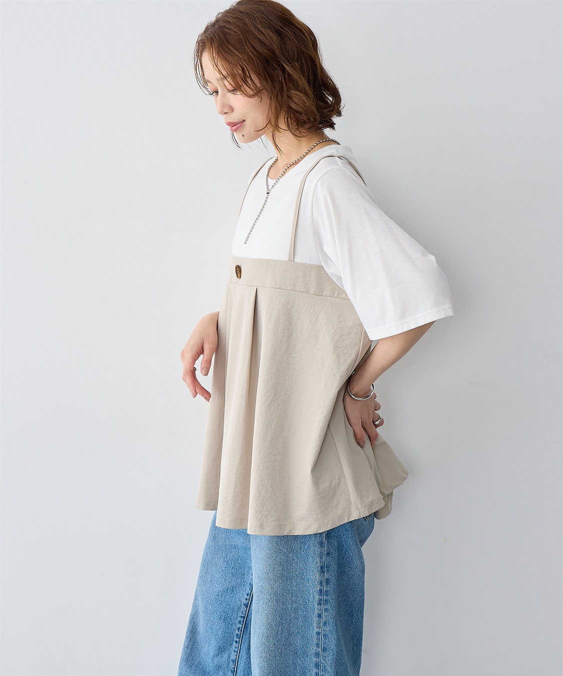 anyfee 【anyfee/大きいサイズ】ビスチェドッキングペプラムカットソー_sub_9