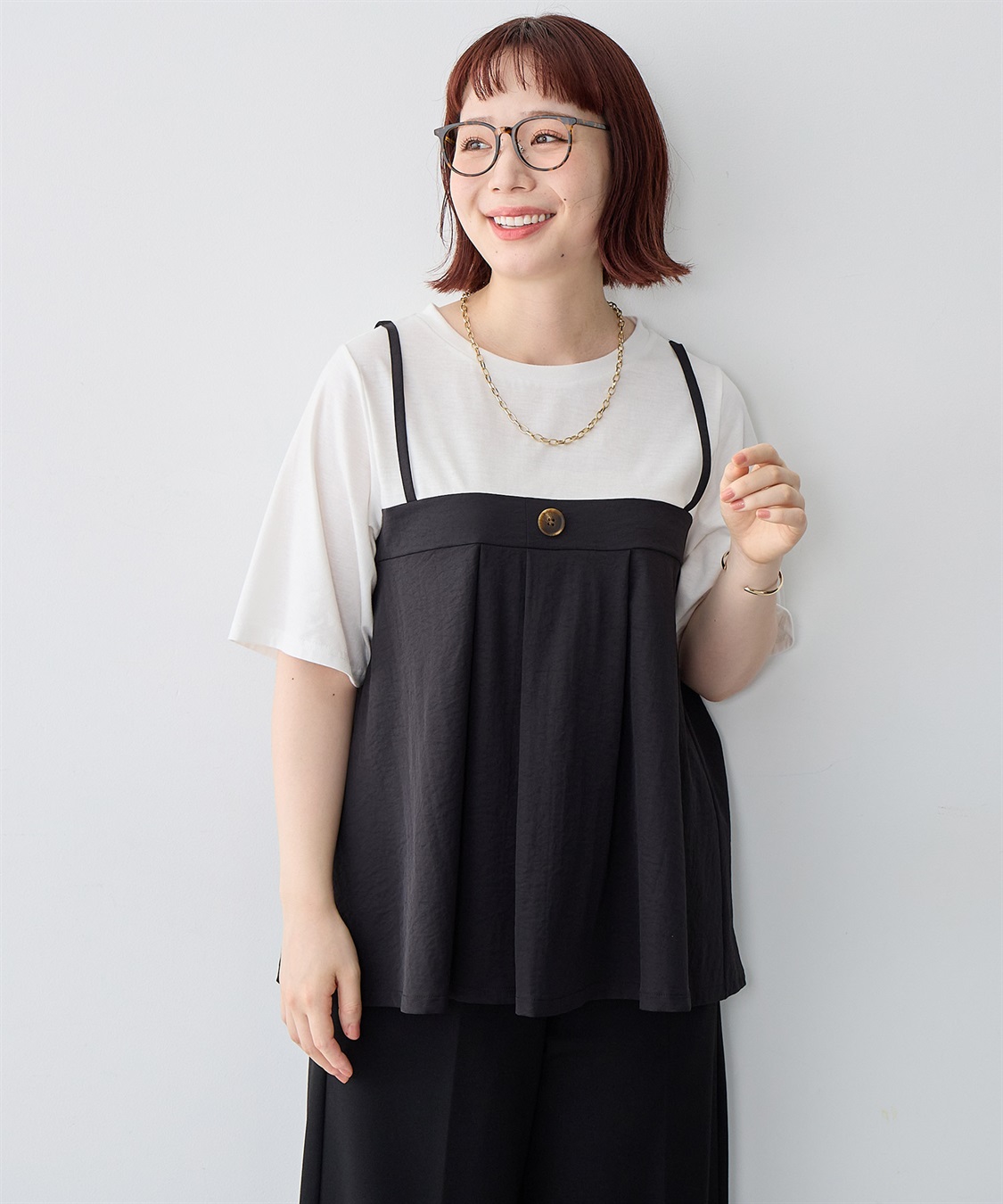 anyfee 【anyfee/大きいサイズ】ビスチェドッキングペプラムカットソー_sub_16